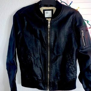 Black Leather Jacket FITS LIKE MEDIUM